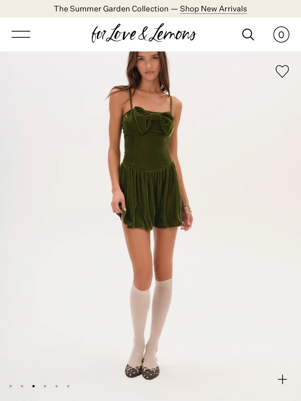 Free People x For Love and Lemons Olive Green Mini Dress NWT Large